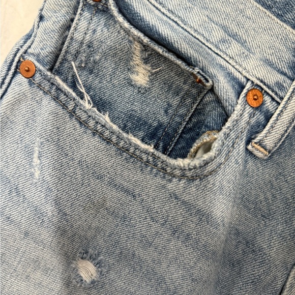 Madewell Blue Straight Leg Jeans with Distressed Details - Picture 9 of 12